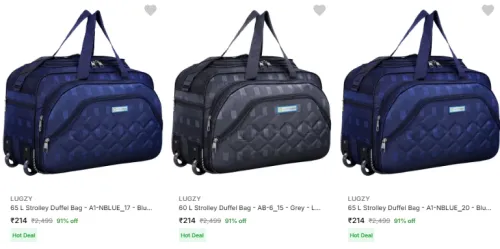 Image of LUGZY 65L Strolley Duffel Bags Starting @ ₹214