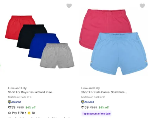 Image of Luke And Lilly Kids Shorts Combo Starting @ ₹159