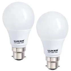 LUKER JVLuker 9W LED Bulb B22 Base Energy Efficient 1 Star Light 120 Degree Wide Beam Coverage High CRI Surge Protection Lights for Home and Office, 1 Year Warranty (Pack of 2, Warm White)