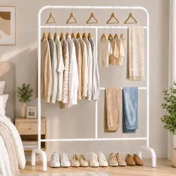 Lukzer Multi-Purpose Metal Garment Stand with Multi-Level Hanging Bars