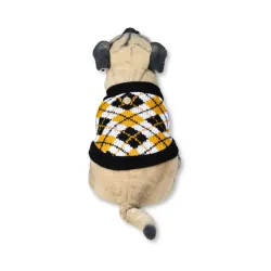 Lulala Dog Sweater for Small Size Dog Girls Boys, Turtleneck Pullover Winter Dog Clothes, Christmas Dog Outfits, Pet Sweatshirt Apparel Knitwear (Black-Yellow, 8 Inch)