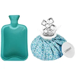 LUMONY® | Combo | Hot Water Bag (2 litre) Non Electric Rubber Bottle hot bag & Ice Bag for Pain Relief 9Inch Ice Pack Bag for Pain Relief Cold Water Bag for First Aid Sports Injury (Combo Ic...