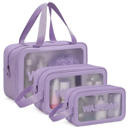 Image of LUMONY PVC Travel Toiletries Organizer Cosmetic Bags Set of 3