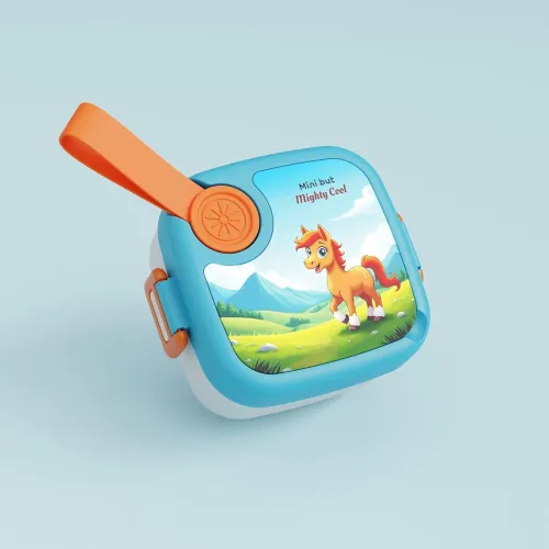 Image of Plastic Lunch Box with Spoon, Leak-Proof Kids Tiffin Box, Durable Eco-Friendly School Lunch Container for Boys & Girls |
