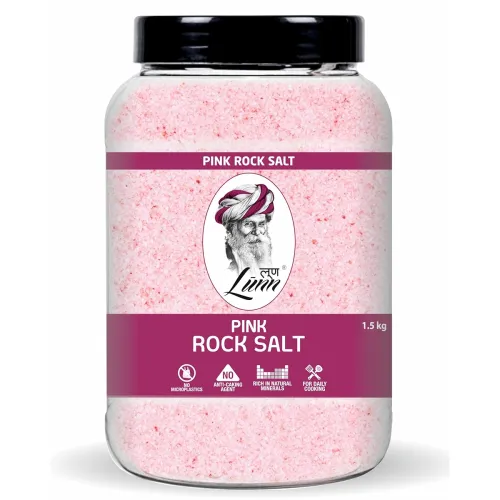 Image of Lunn Pink Rock Salt | 1.5 kg | Himalayan Sendha Namak | Rich in Natural Minerals | No Anti-Caking Agents | Vegan & Glute