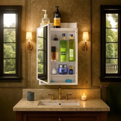 Image of LUPPRA Plastic Premium Multipurpose Wall Mounted Storage Cabinet with Mirror 