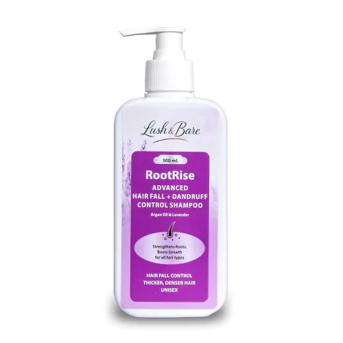 Image of Lush & Bare RootRise Advanced Hair Fall + Dandruff Control Shampoo with Argan Oil & Lavender | Strengthens Roots, Boosts