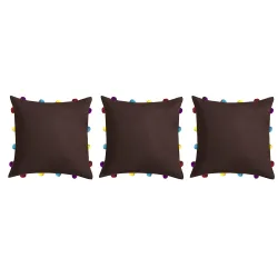 Lushomes Cushion Cover 14x14 Sofa Pillow Cover with Tassels (Set of 3)