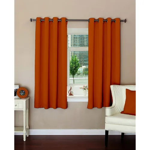 Image of Lushomes Room Darkening Curtains 5 feet, Mango Yellow Window Curtains with 8 Metal Eyelets (54 x 60 inches, Single pc)