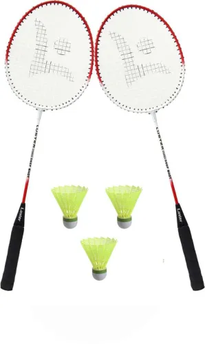 Image of Luster Charry Colour Two Single Shaft Racket With Three Shuttle Badminton Kit