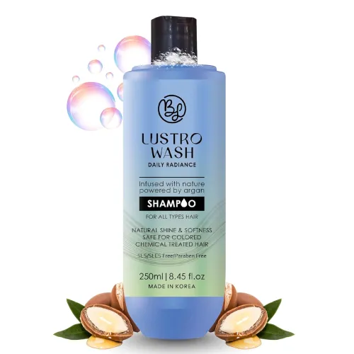 Image of Lustro Wash Korean Argan Shampoo (Unisex) - Suitable for Dry & Frizzy Hair | Sulphate & Paraben Free | Make Hair Shiny &