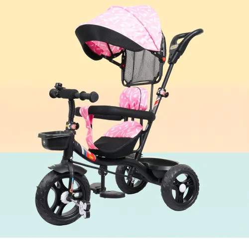 Image of LUUSA GT-500 Kids Tricycle with Canopy & Parent Control – Pink