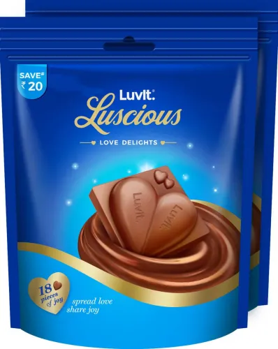 Image of LuvIt Luscious Love Delights - Heart Shaped Chocolate Bars | Valentines Gift | Bars  (2 x 162 g)