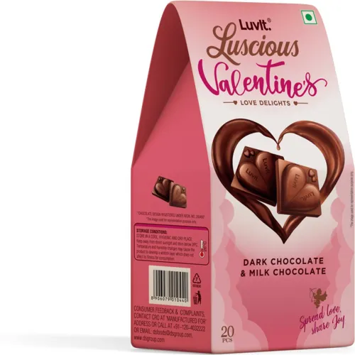 Image of LuvIt Luscious Valentines Love Delights|Heart Shaped Milk & Dark Chocolates Gift Bars  (180 g)
