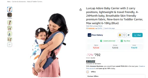 Image of LuvLap Adore Baby Carrier 
