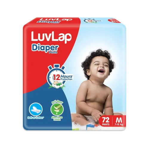 Image of LuvLap Baby Diaper Pants M Size (Medium), with Aloe Vera Lotion for rash protection, Pack of 72 Count, with upto 12Hr pr