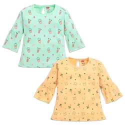 LuvLap Baby Girls 100% Cotton Full Sleeve Girls Top Pack of 2