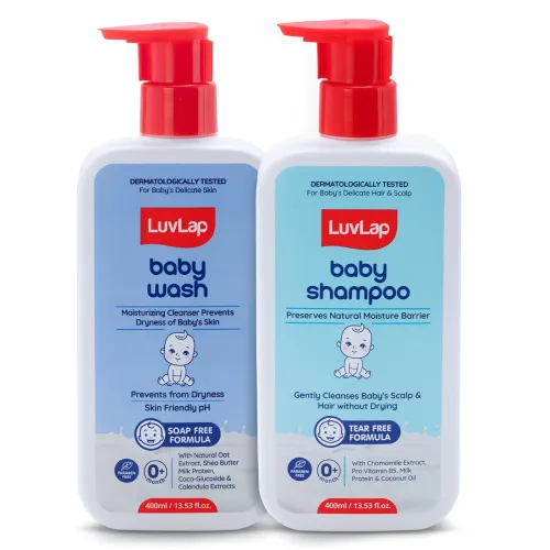 Image of LuvLap Baby Shampoo 400 ml + Baby Wash 400 ml Combo Set
