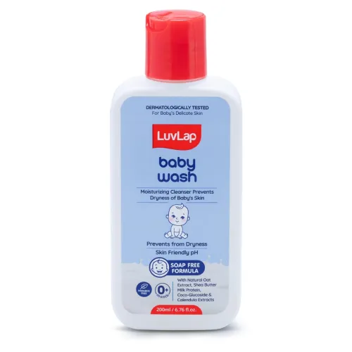 Image of LuvLap Baby Wash - 200ml, with Milk Protein, Oatmeal, Shea Butter and Vitamin E, Soap Free, Baby Wash for Baby Bath, Nat