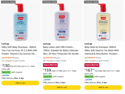 Image of Luvlap Baby Wash Upto 73% DIscount