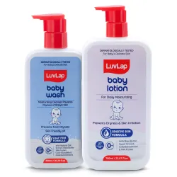 LuvLap Baby Wash 400 ml + Baby Lotion 400 ml Combo Set