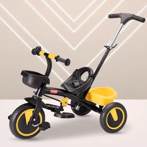 Image of Luvlap Elegant Lite Kids' Tricycle with Push Bar, Full Metal Frame & Anti-Slip Pedals, 1.5 to 5 Years, Carrying Capacity