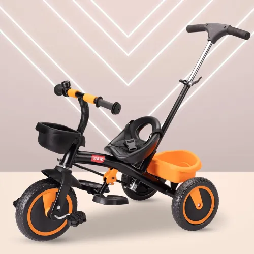 Image of LuvLap Elegant Lite Kids' Tricycle with Push Bar (Orange)