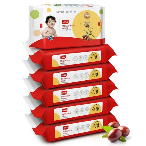 Image of LuvLap Moisturising Wet Wipes without Lid For Baby Skin, Enriched With Jojoba Oil & Vitamin E, pH Balanced, Dermatologic