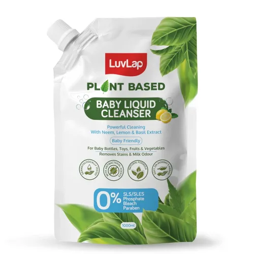 Image of Luvlap Plant Based Liquid Cleanser Refill pack - 1000ml (Powered by Plant) With Neem, Lemon & Basil, For Feeding Accesso