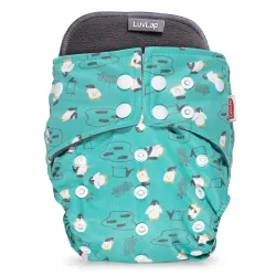 LuvLap Reusable Baby Cloth Diaper – (Green Penguin, 3m+)
