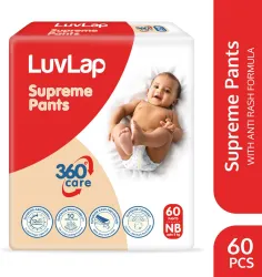 LuvLap Supreme Diaper Pants New Born (NB) 0 to 5kg, 60pcs - New Born (60 Pieces)