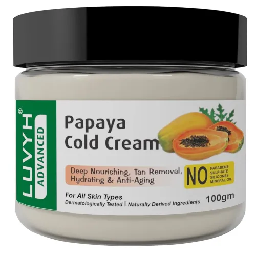 Image of Luvyh Papaya Hydrating Cold Cream & Winter Creme for Women and Men (100g) for Skin Brightening, Moisturizing, Light Weig
