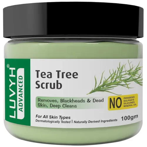 Image of Luvyh Tea Tree Skin Clearing Face Scrub & Moisturizer (100g) Cream for Women and Men, Exfoliate scrub for Deep Cleansing
