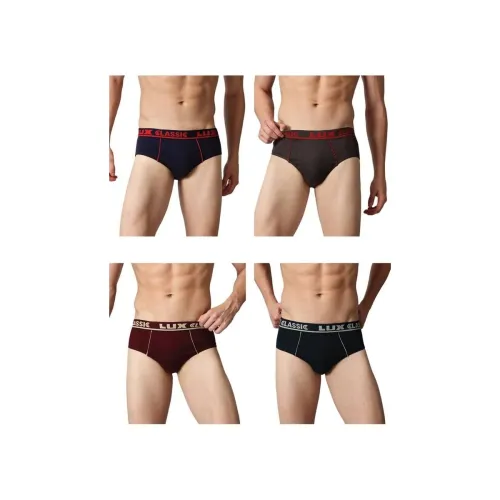 Image of Lux Classic Men’s Brief - Value Pack | 100% Cotton V Shape Underwear | Comfortable Lux Brief Pack of 4 (Color May Vary)