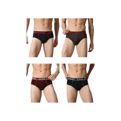 Lux Classic Men’s Brief - Value Pack | 100% Cotton V Shape Underwear | Comfortable Lux Brief Pack of 4 (Color May Vary)