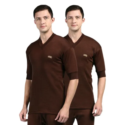 Image of Lux Cottswool Men's Pack of 2 Half Sleeves V Neck Thermal Top