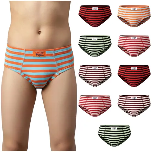 Image of Lux Cozi Boy's Super Combed Cotton Inner Elastic Stripe Brief for Kids |Stripe