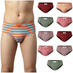 Lux Cozi Boys Super Combed Cotton Inner Elastic Stripe Brief for Kids |Stripe