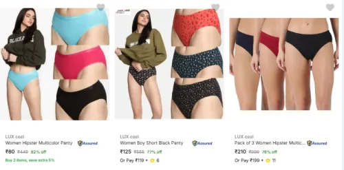 Image of Lux Cozi Womens Panties Minimum 70% Discount.
