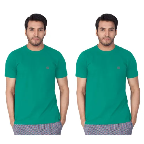 Image of Lux Nitro Men's Solid Modern Fit Round Neck T-Shirt_Proud Peacock