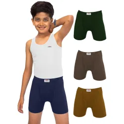 LUX PARKER 100% Cotton Trunk Inner Elastic Underwear for Boys | Skin Friendly | Innerwear for Boys | Pack of 4