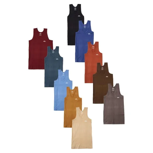 Image of LUX PARKER Boy's Regular Fit Plain Vest | 100% Cotton| Skin Friendly | U- Neck | Lightweight | Pack of 10
