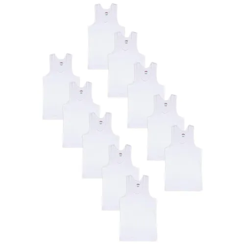 Image of LUX PARKER Boy's Regular Fit Plain Vest | 100% Cotton| Skin Friendly | U- Neck | Lightweight | Pack of 10