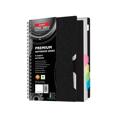 Image of Luxor 5 Subject Single Ruled Notebook - B5, 70 GSM, 300 pages, Off-White