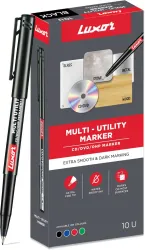 LUXOR Black CD/DVD/OHP Marker (Set of 10, Black)