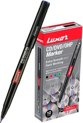 LUXOR Blue CD/DVD/OHP Marker (Set of 10, Blue)