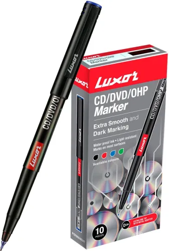 Image of LUXOR Blue CD/DVD/OHP Marker (Set of 10, Blue)