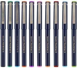 LUXOR Finewriter 05 Assorted Colors Fineliner Pen  (Pack of 10, Ink Color - Beige)