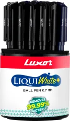 LUXOR Liquiwrite+ Antimicrobial Ball Pen (Pack of 25, Ink Color - Blue)
