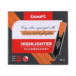 Luxor Highlighter in Orange, Pack of 10, Ideal for Eye-Catching Summaries and Quick Notes